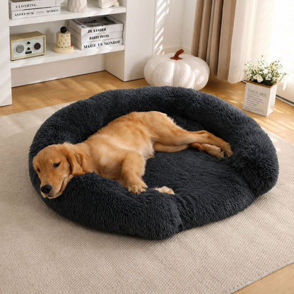 lit pour chien peluche gris fonce chien couche coussin moelleux repos
