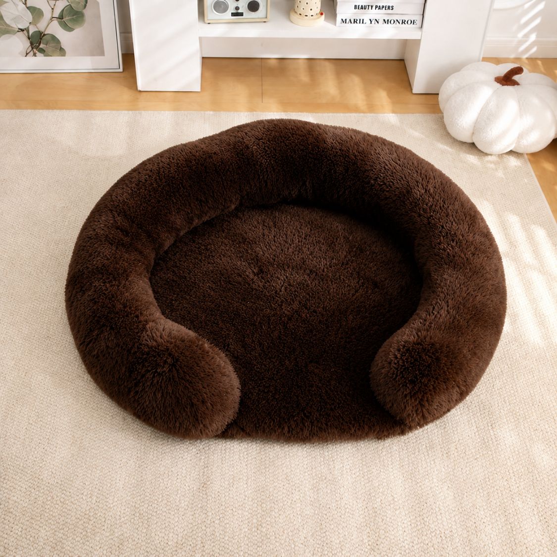 lit pour chien peluche ultra douce marron chocolat