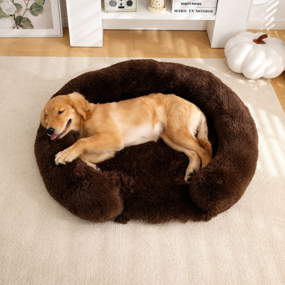 lit pour chien rebord enveloppant confort marron chocolat