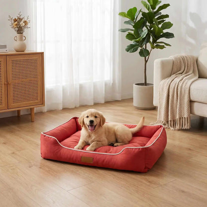 lit pour chien rouge oxford impermeable salon