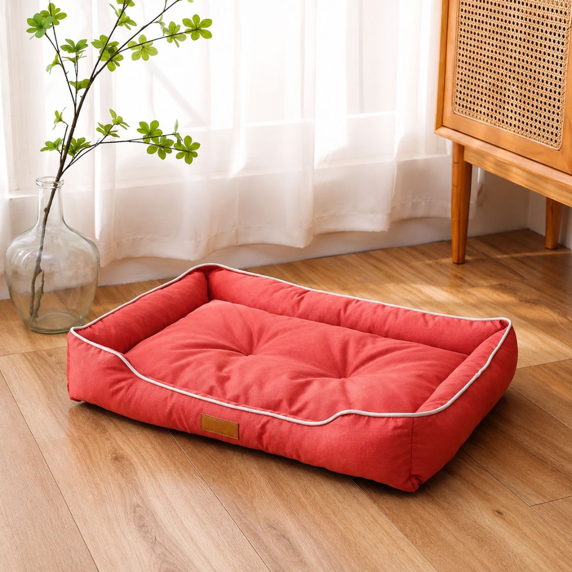 lit pour chien rouge robuste chien repos