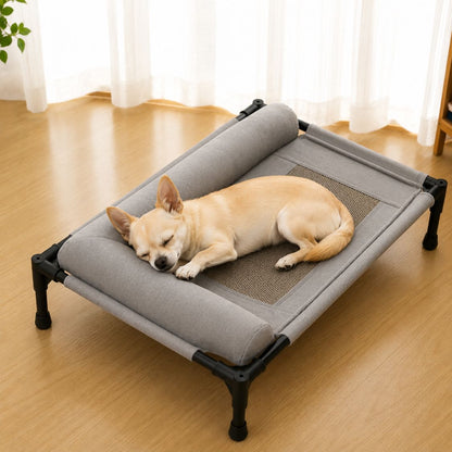 lit pour chien sureleve gris petit chien interieur