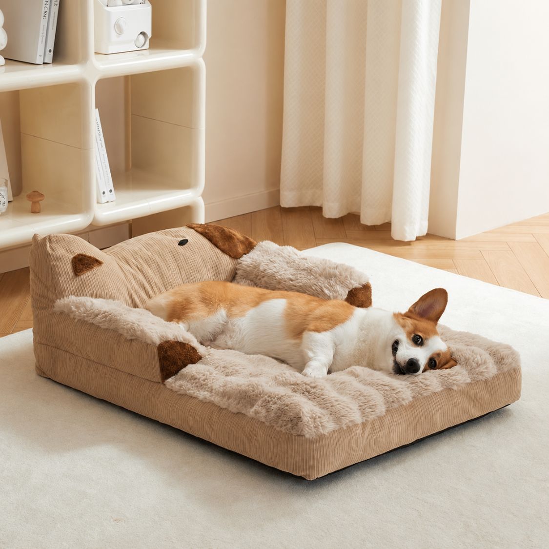 lit pour chien teddy beige chien allonge confort