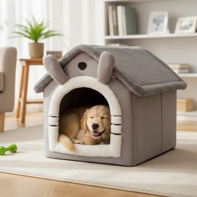 maison pour chien forme lapin entrée peluche confort chiot