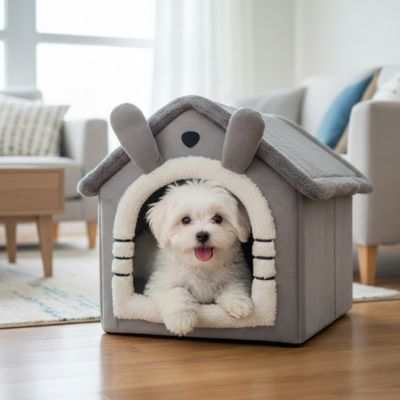 maison pour chien forme lapin niche douillette toit velours