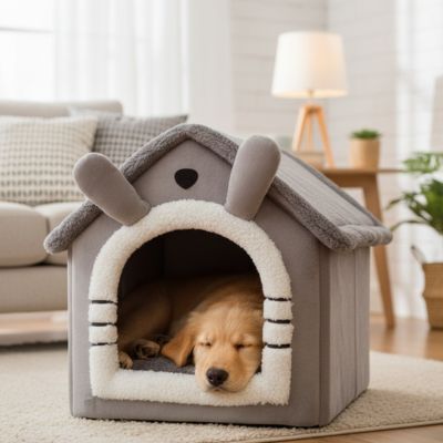 maison pour chien forme lapin velours cosy petit chien