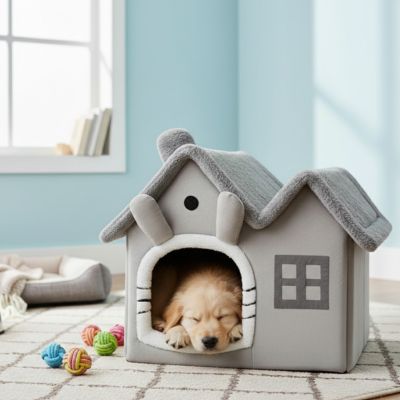 maison pour chien grise reposante chaude securisante confortable