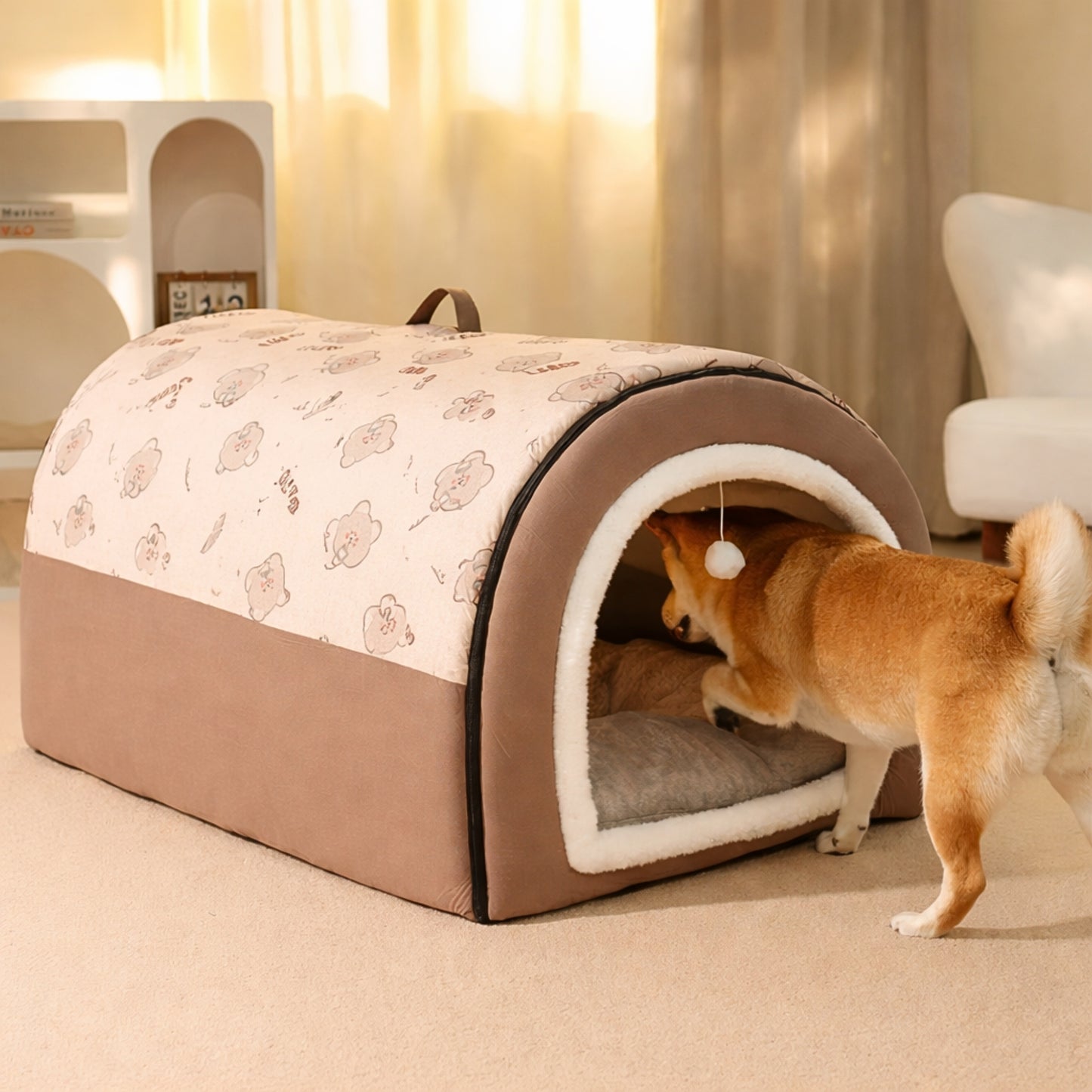 Niche cocon pour chien – marron