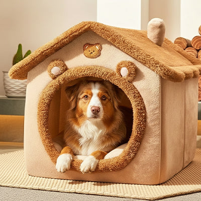 maison pour chien isolante chaude securisante peluche epaisse