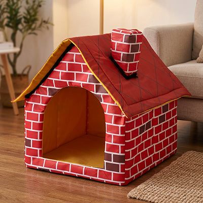 maison pour chien maison brique rouge cheminee refuge douillet