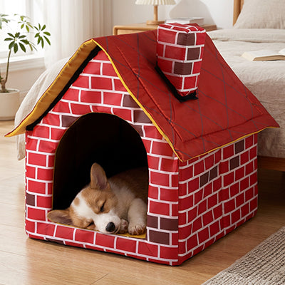 maison pour chien petit chien cocon moelleux maison rouge