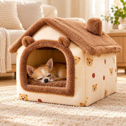 maison pour petit chien doux marron chihuahua