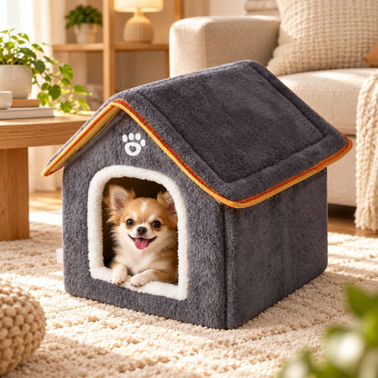 maison pour petit chien grise chiot