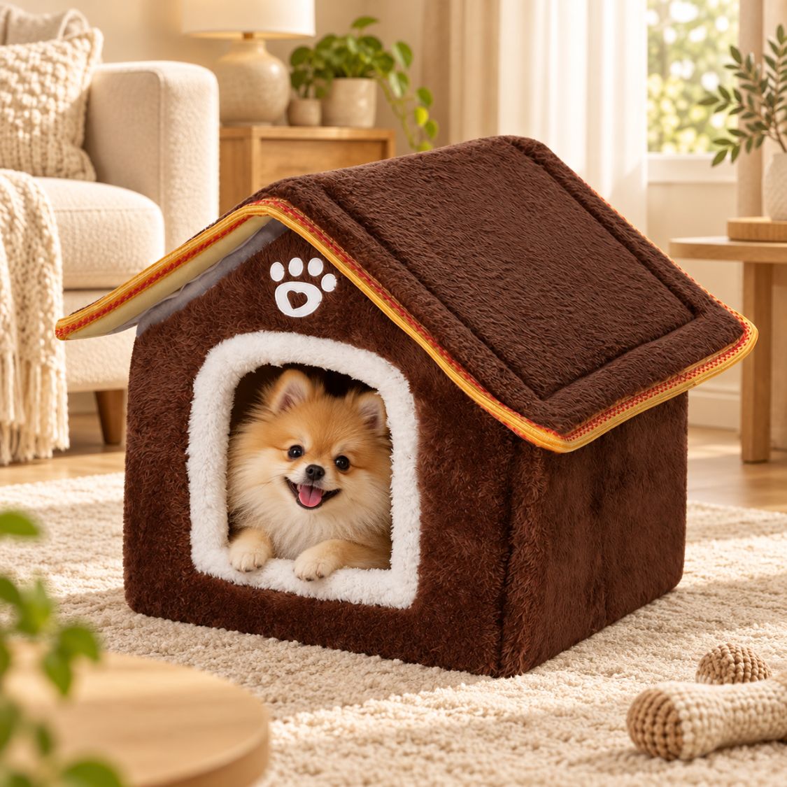 maison pour petit chien marron chiot