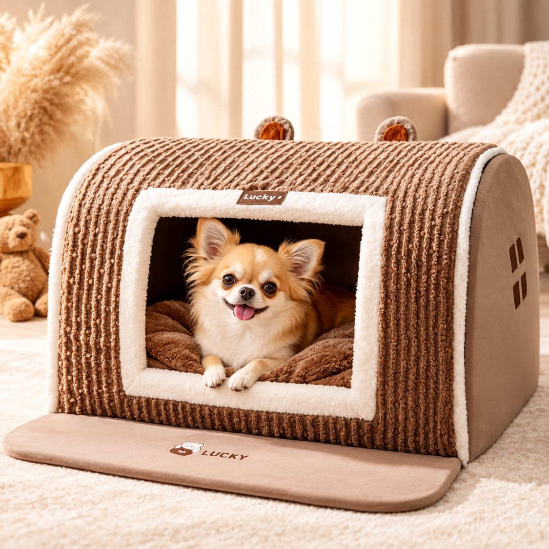 maison pour petit chien marron panier cabane