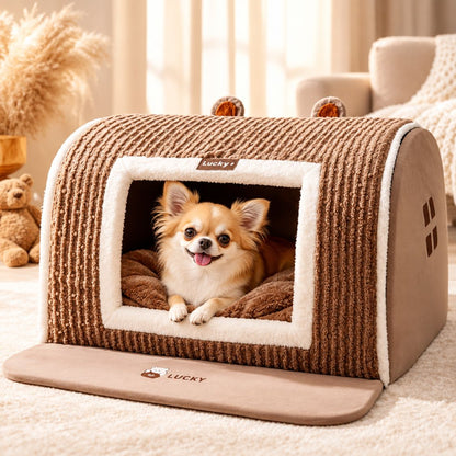 maison pour petit chien marron panier cabane
