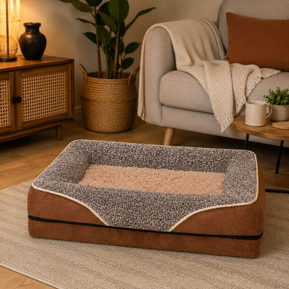 matelas dehoussable pour chien marron noir rebords