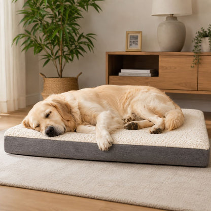 matelas orthopedique pour chien beige grand chien allonge
