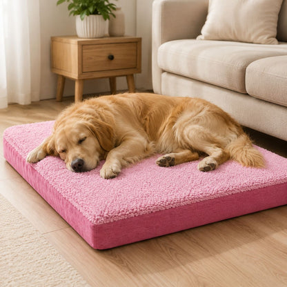 matelas pour chien a memoire de forme rose housse amovible