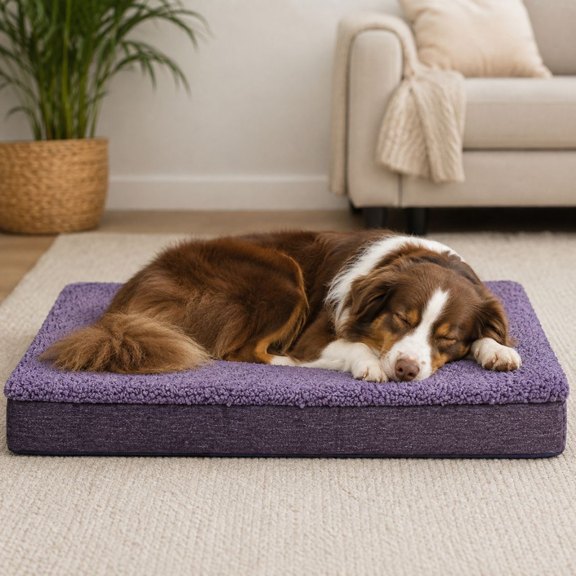 matelas pour chien a memoire de forme violet grand chien confortable