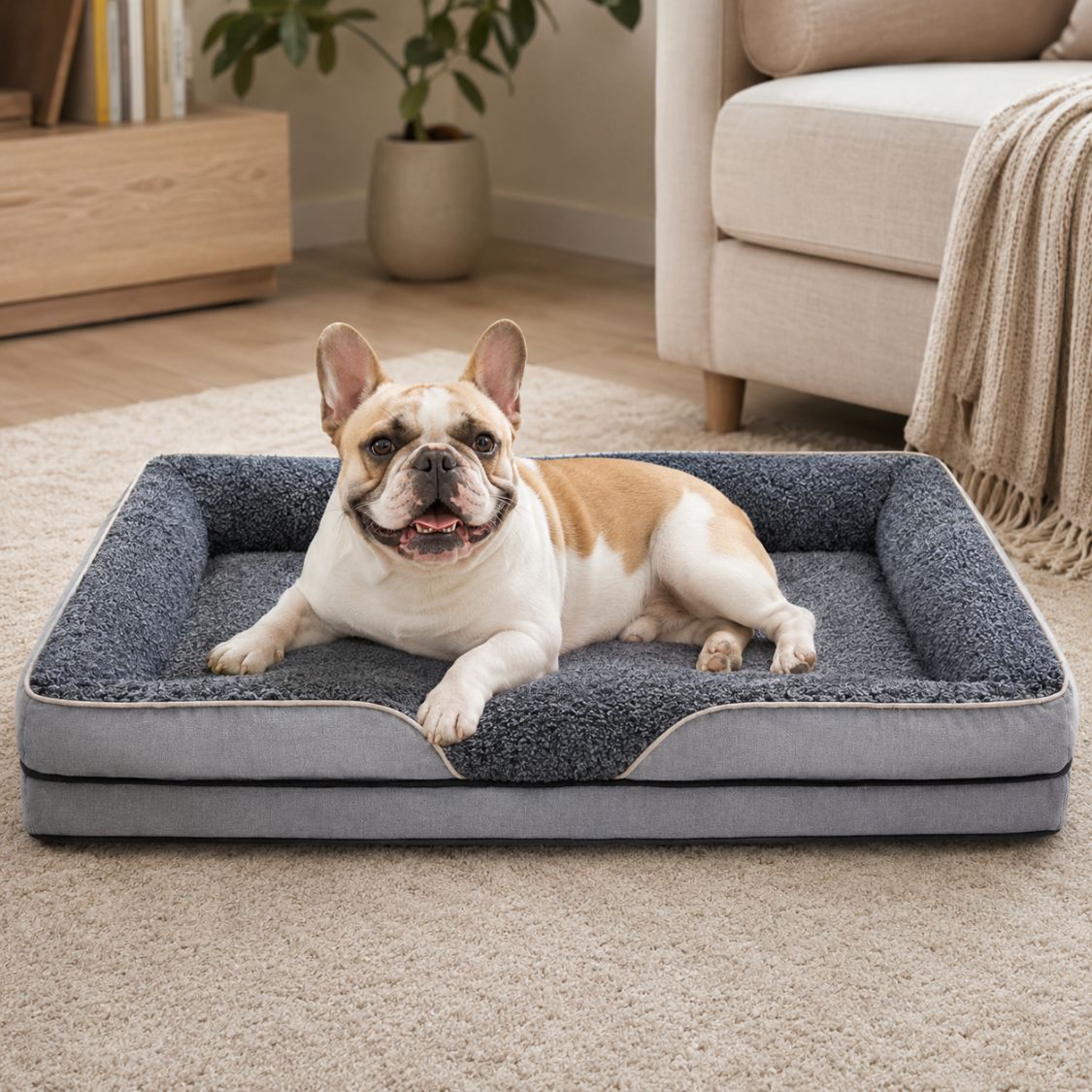 matelas pour chien gris clair mousse orthopedique soutien