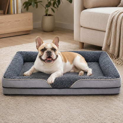 matelas pour chien gris clair mousse orthopedique soutien