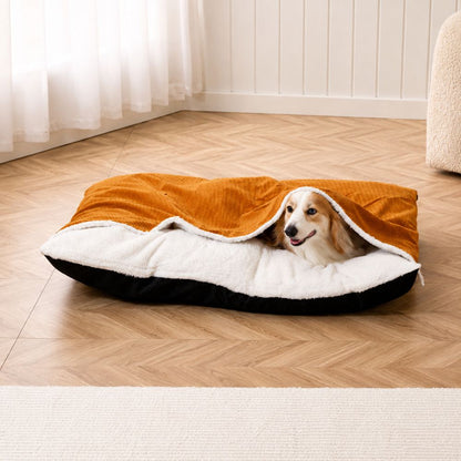 matelas pour chien orange doux avec couverture