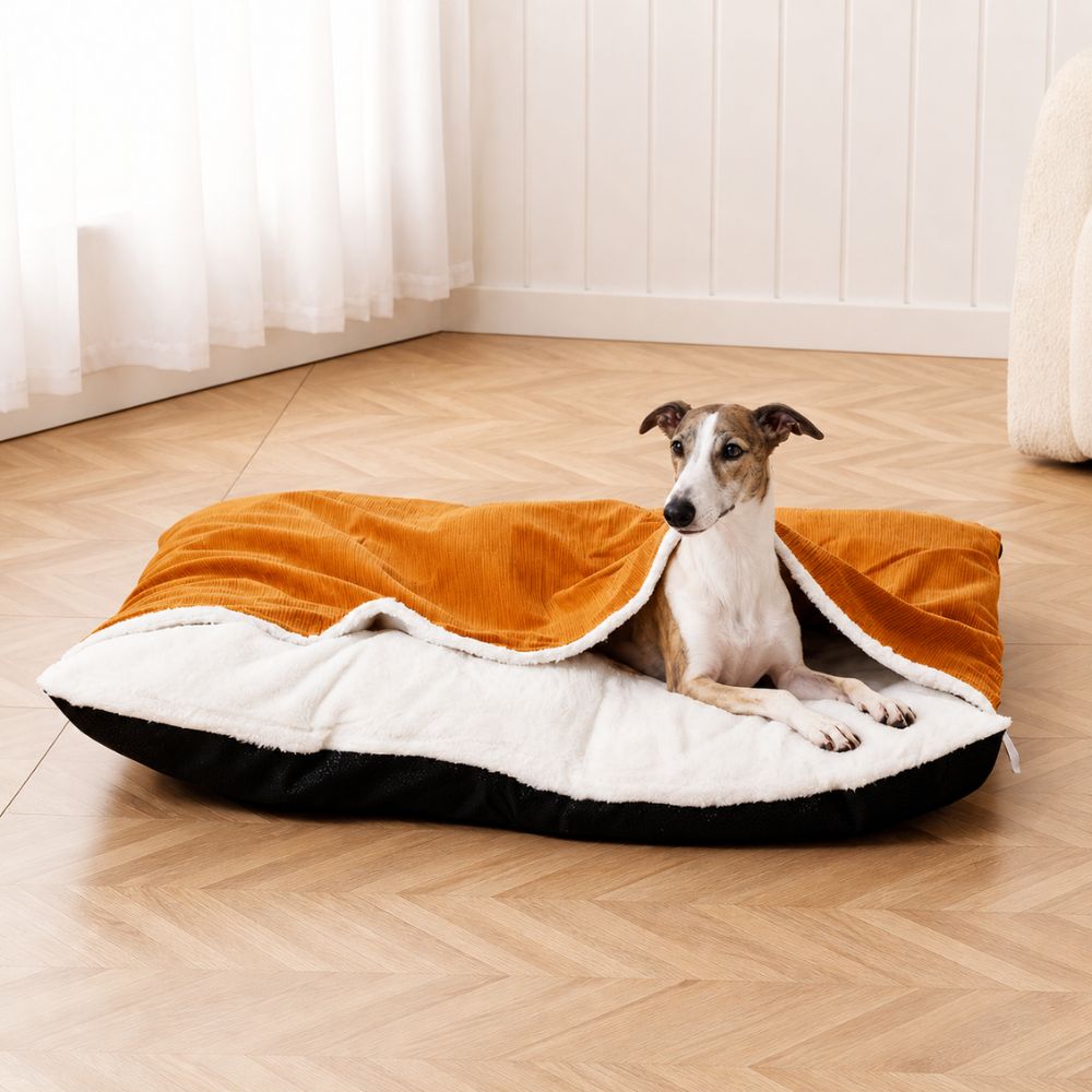 matelas pour chien orange effet cocon pour chien