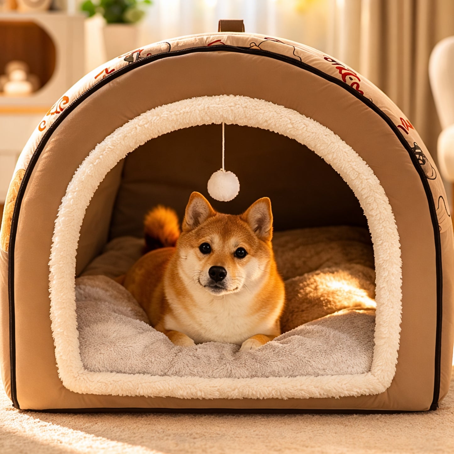 Niche cocon pour chien – marron