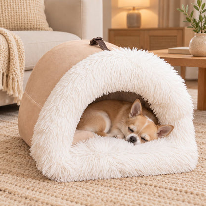 niche interieur pour chien beige chien endormi