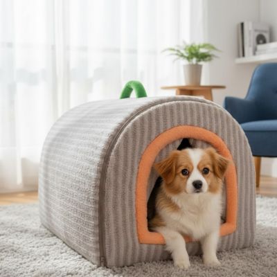 niche pour chien interieur cocon douillet gris