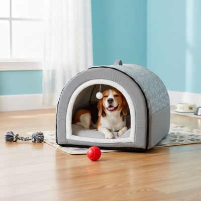 niche pour chien interieur cocon protecteur ouverture arrondie balle suspendue