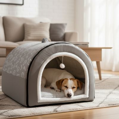 niche pour chien interieur refuge confortable chien repos profond