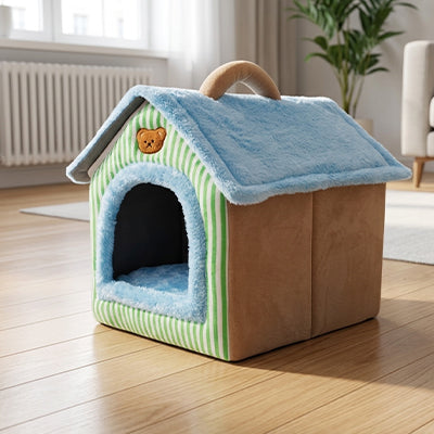 niche pour chien interieur refuge douillet bleu