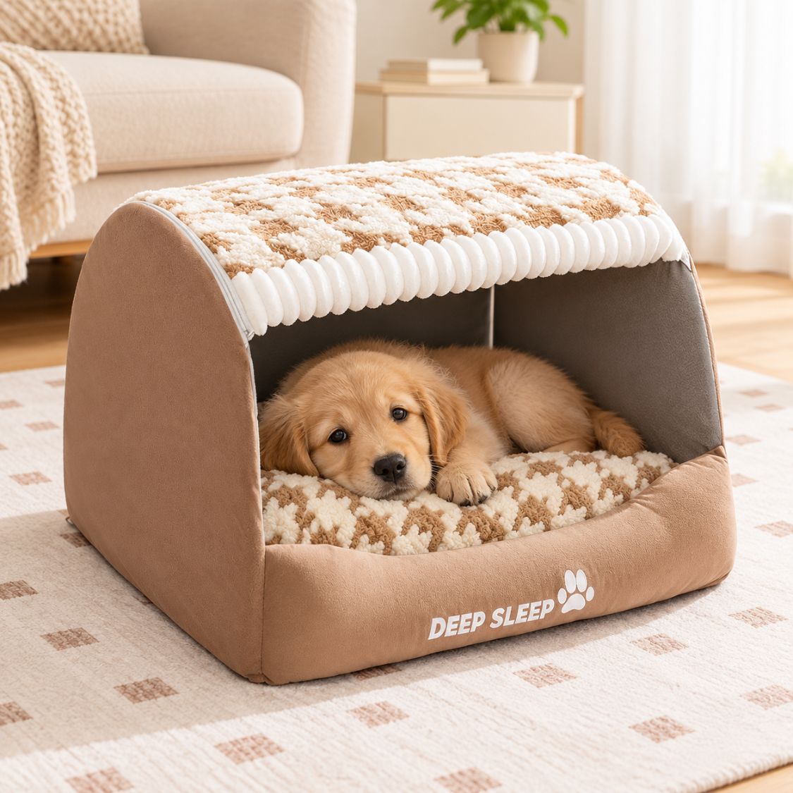 niche pour petit chien marron chiot