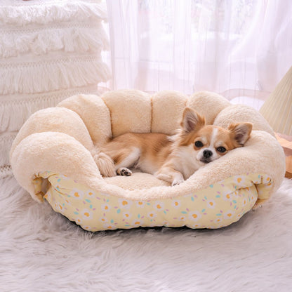 panier anti stress chien jaune chihuahua allonge