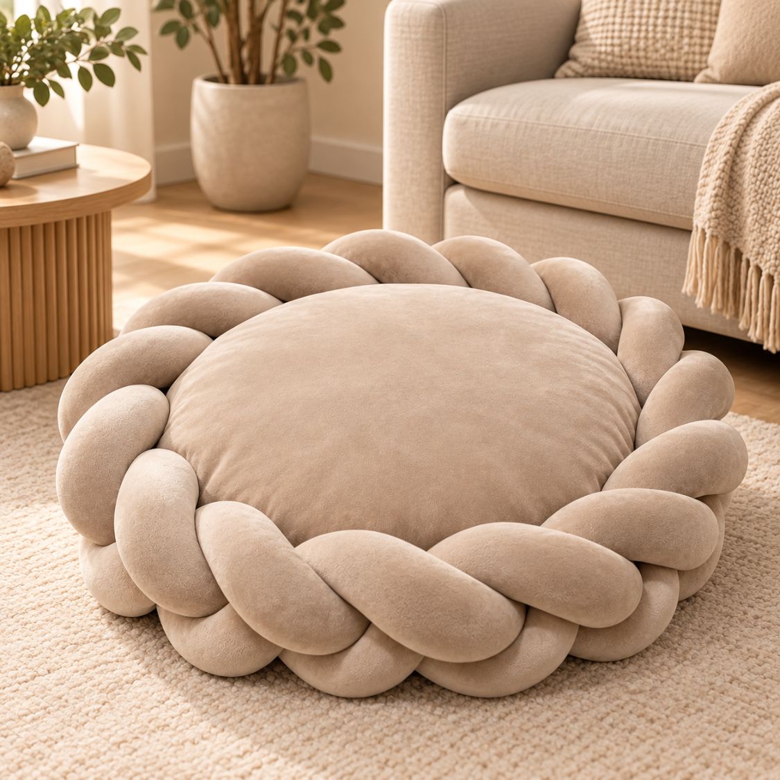 panier anti stress chien khaki tresse fait main sans chien