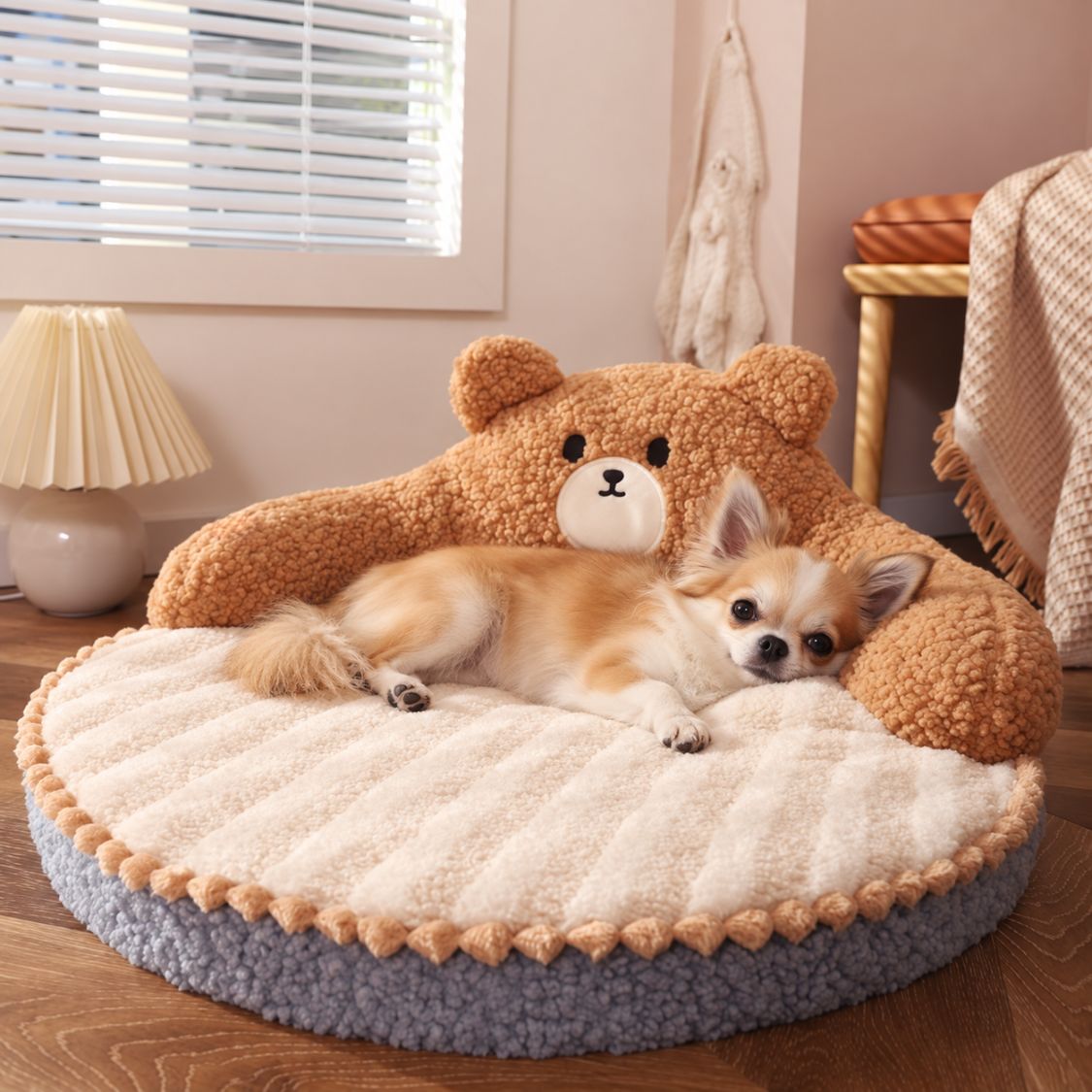 panier anti stress chien ours petit chien allonge