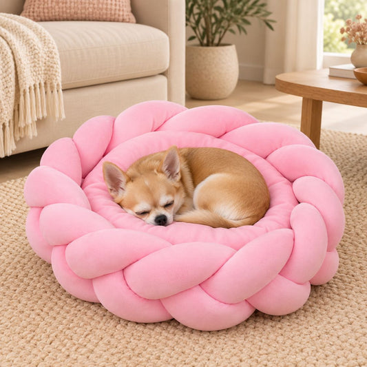 panier anti stress chien rose petit chien endormi