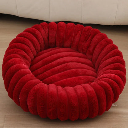 panier chien donut moelleux rouge vue face
