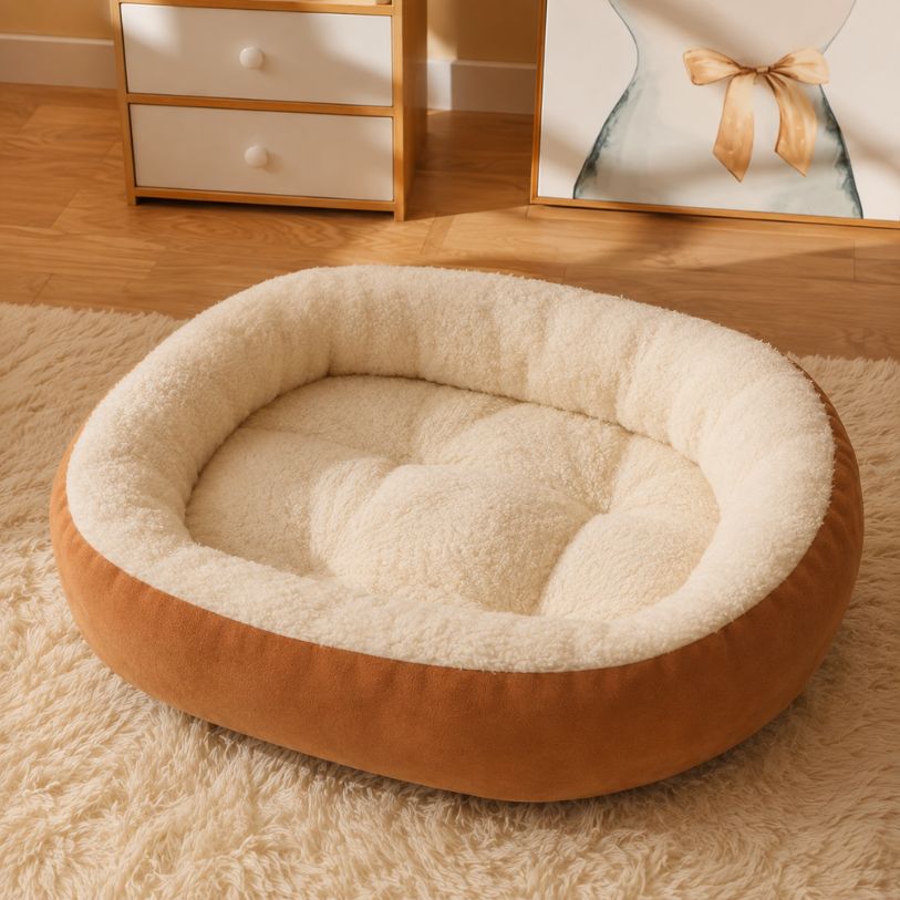 panier chien ovale marron tres moelleux