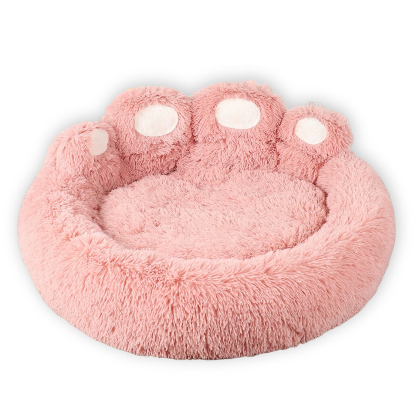 Panier cocon pour chien – patte d’ours rose