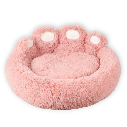 Panier cocon pour chien – patte d’ours rose