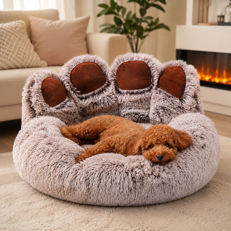 panier chien rond gris cocon douillet chien