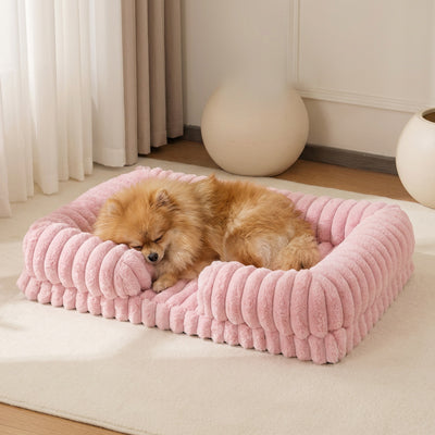 panier chien rose cotele spitz orange couche moelleux