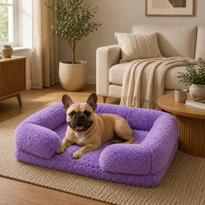 panier chien violet douillet chien couche rebords