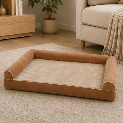 panier chien xxl beige rebords sureleves confort
