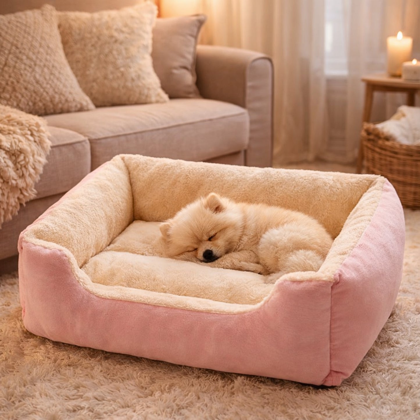 Panier confortable pour chien – rose