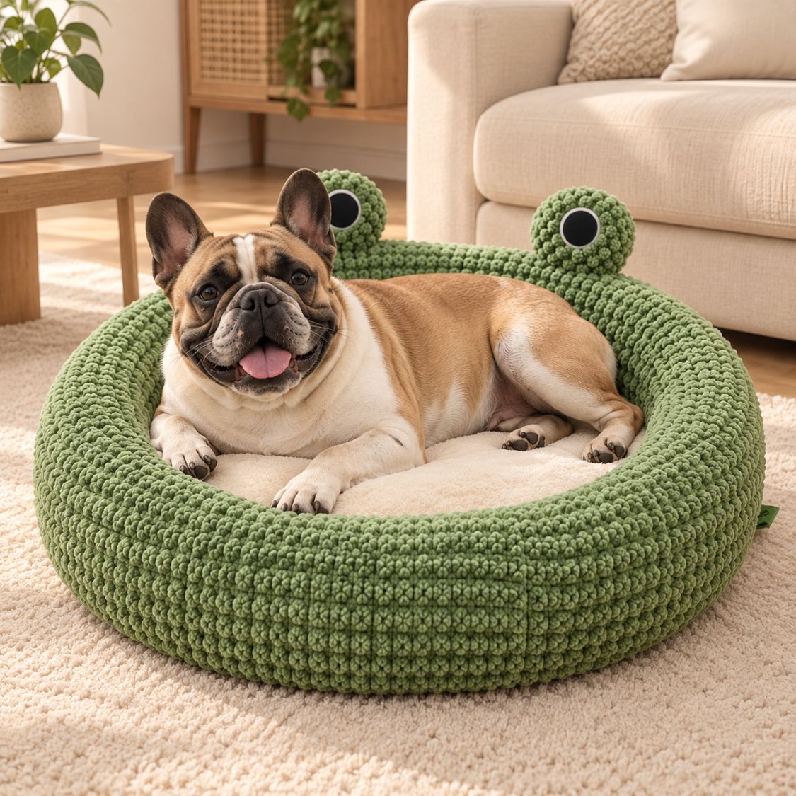 panier donut chien vert bouledogue francais