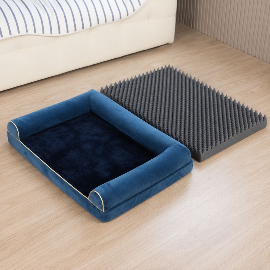 panier grand chien bleu marine grand chien repos